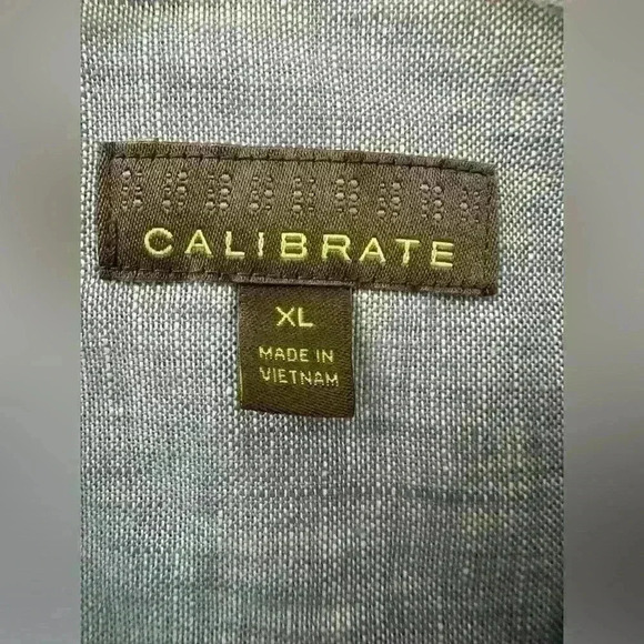 CALIBRATE New Linen Dress Shirt Mens‎ Short Sleeve Relaxed Fit Button Down Blue - Picture 5 of 5